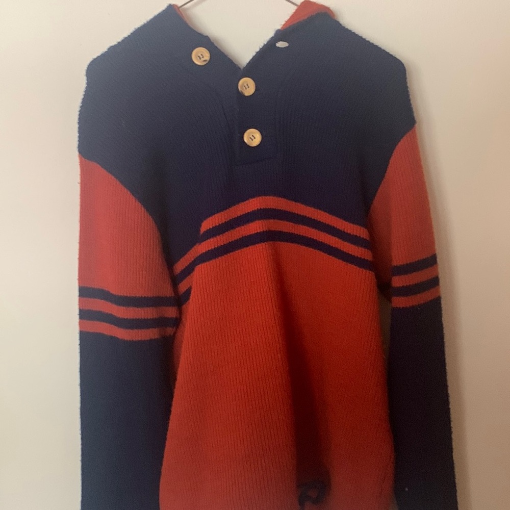 J.C. Penney vintage hooded quarter button up sweater size medium